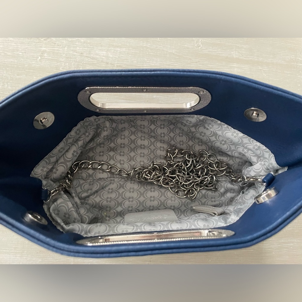 Charming Charlie Blue Clutch with metal purse strap - Picture 5 of 5